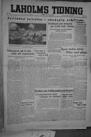 Förstasidan, Fredag 21 juni 1946