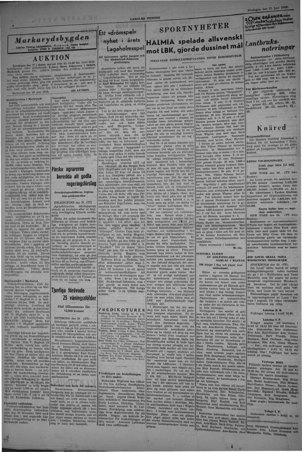 Laholms Tidning Fredag 21 juni 1946, sida 4