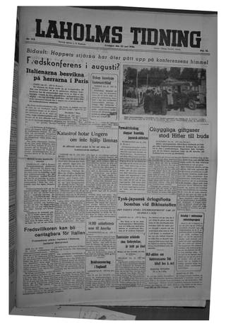 Förstasidan, Lördag 22 juni 1946