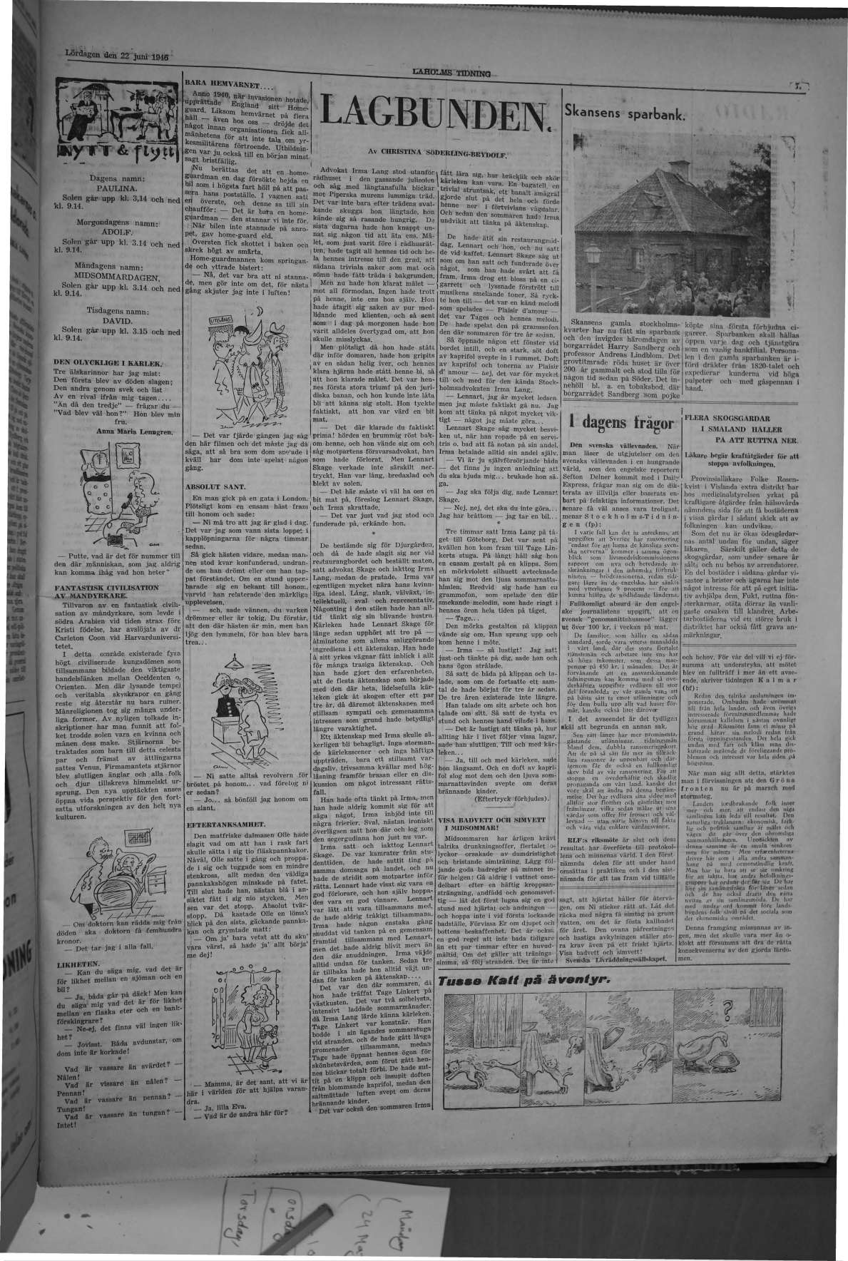 Laholms Tidning Lördag 22 juni 1946, sida 7