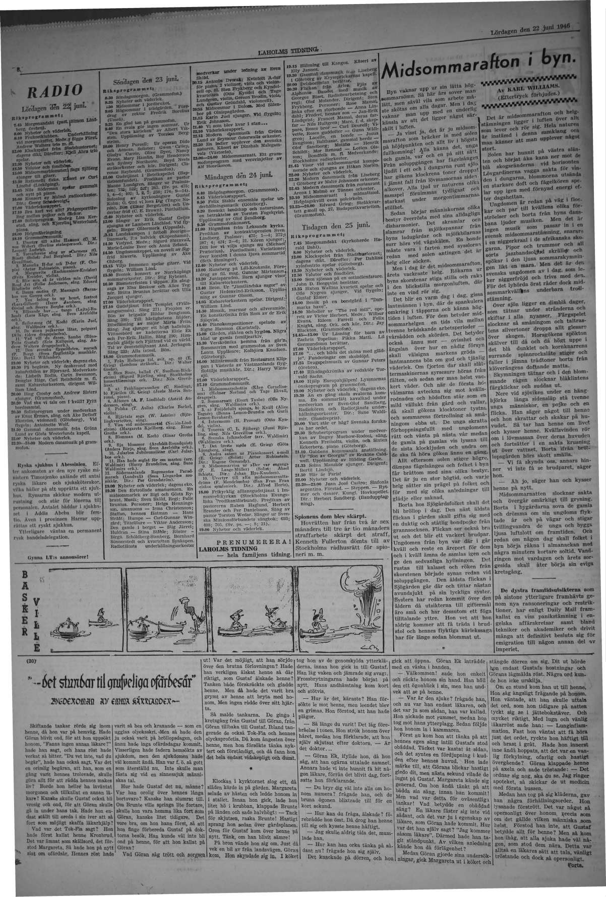 Laholms Tidning Lördag 22 juni 1946, sida 8