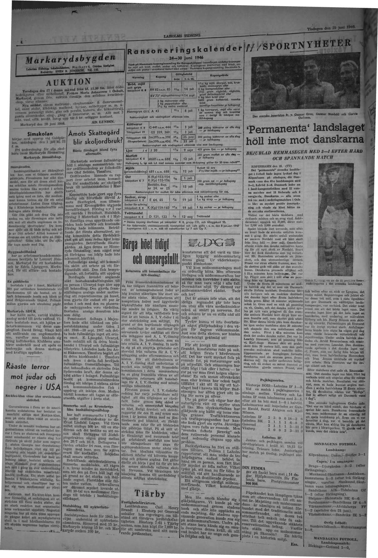 Laholms Tidning Tisdag 25 juni 1946, sida 4