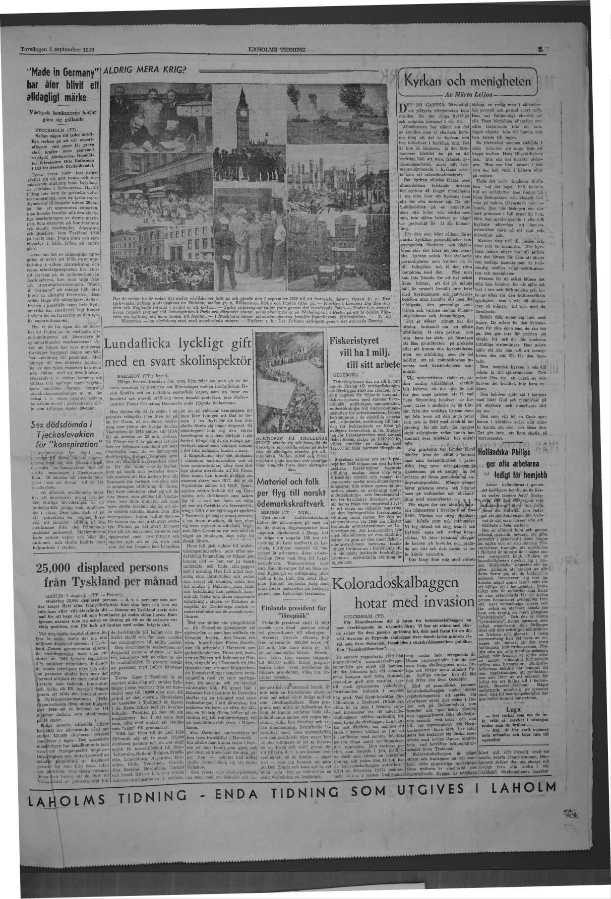 Laholms Tidning Torsdag 1 september 1949, sida 5