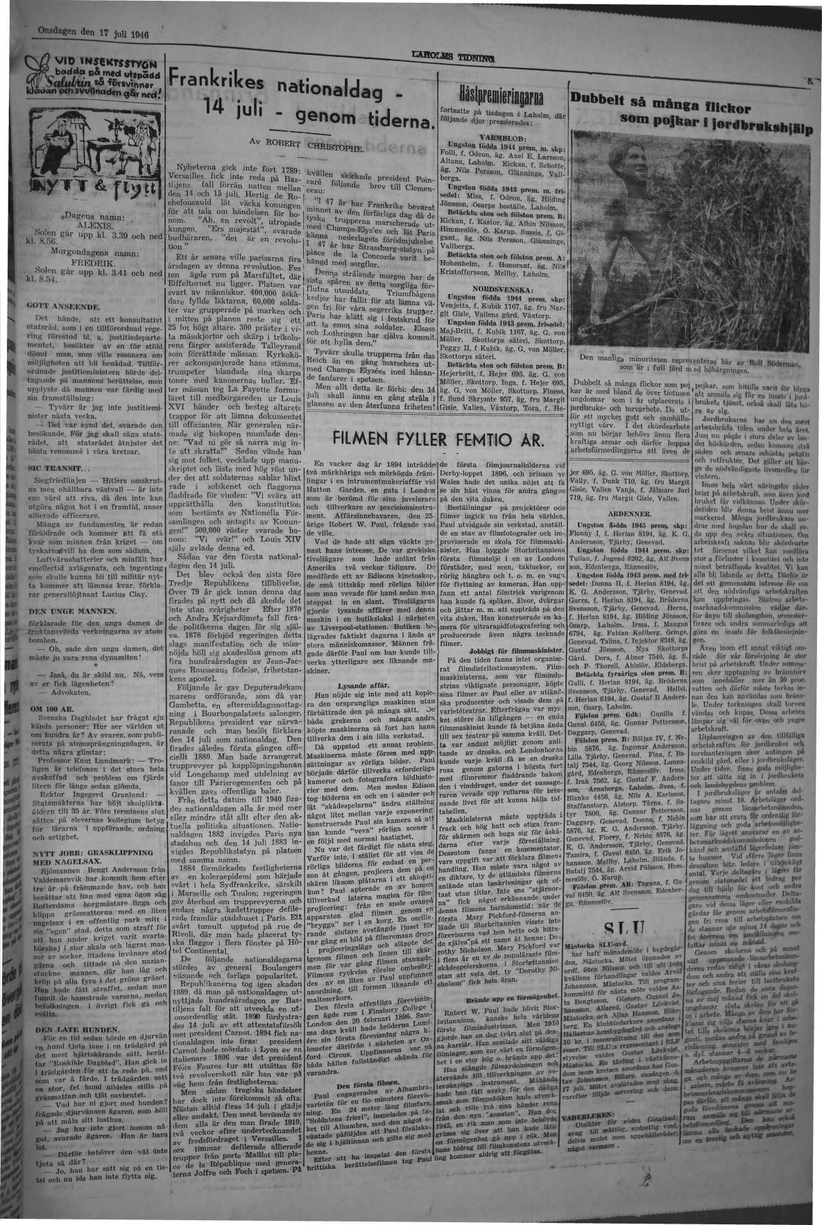 Laholms Tidning Onsdag 17 juli 1946, sida 5