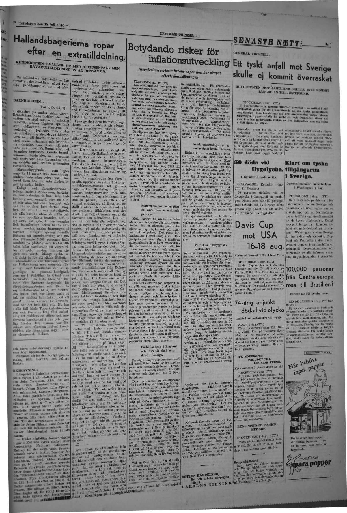 Laholms Tidning Torsdag 18 juli 1946, sida 5