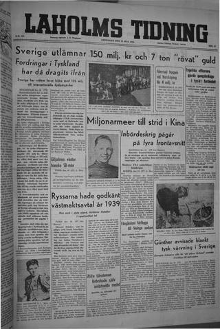 Förstasidan, Fredag 19 juli 1946