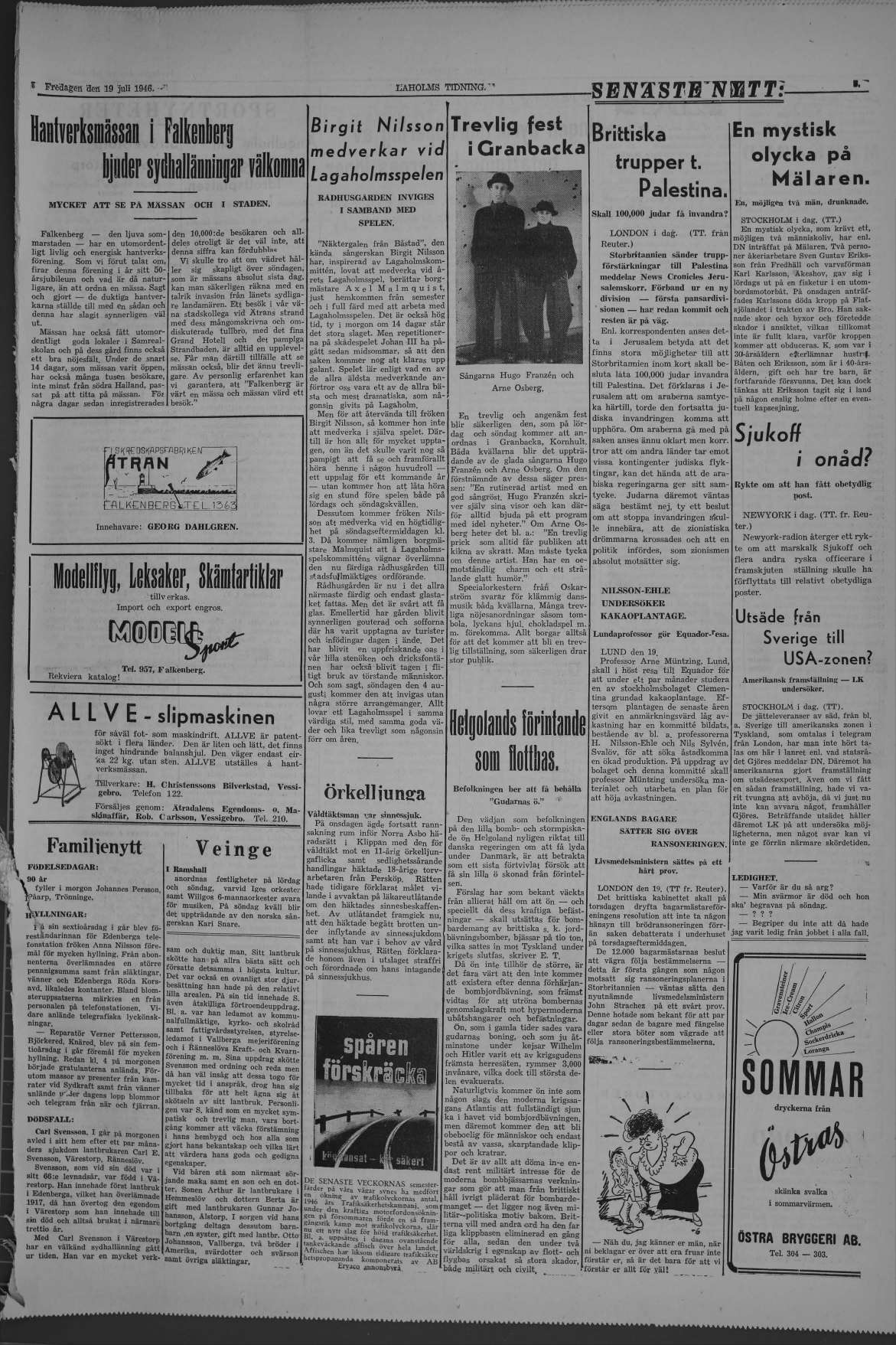 Laholms Tidning Fredag 19 juli 1946, sida 3
