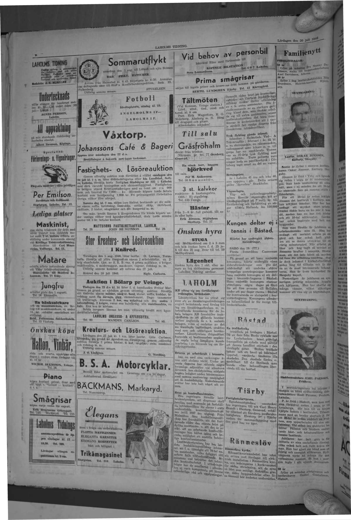 Laholms Tidning Lördag 20 juli 1946, sida 2
