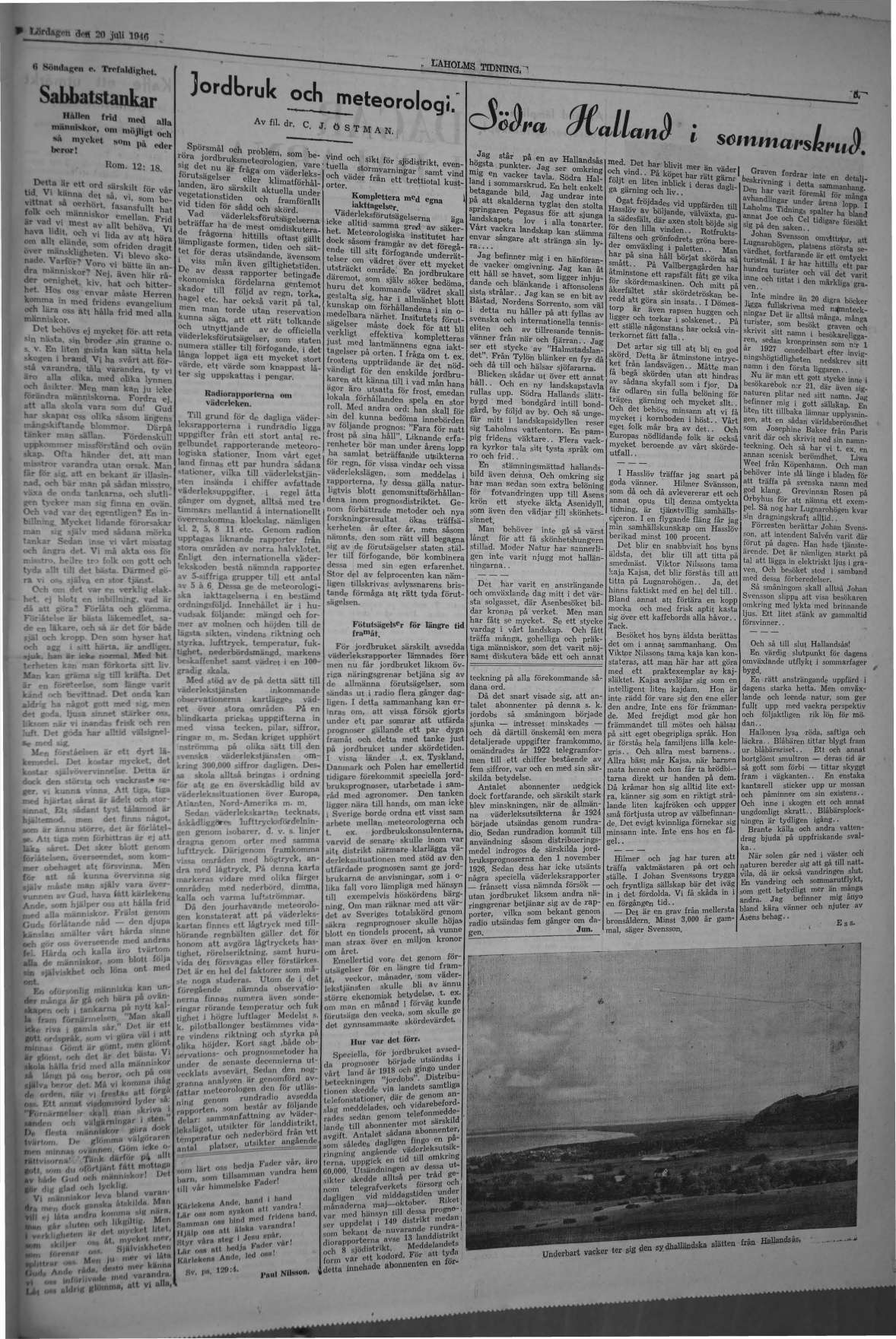 Laholms Tidning Lördag 20 juli 1946, sida 4