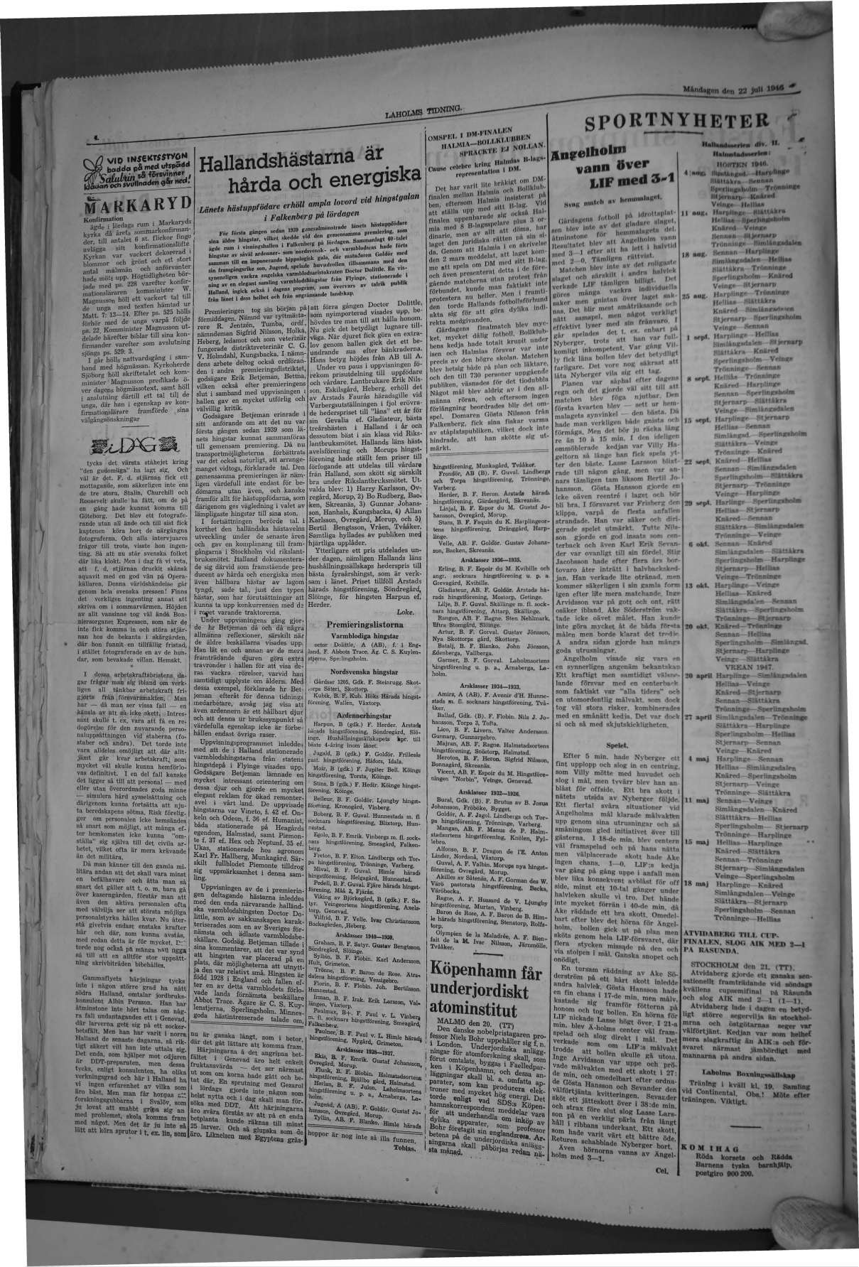Laholms Tidning Måndag 22 juli 1946, sida 4