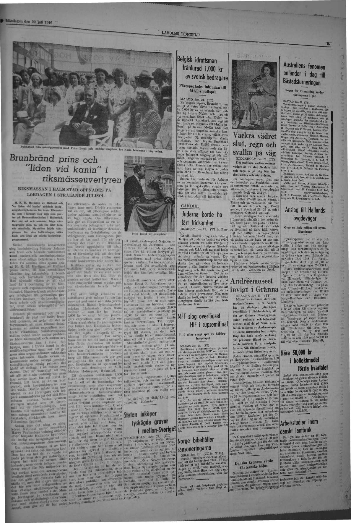 Laholms Tidning Måndag 22 juli 1946, sida 5