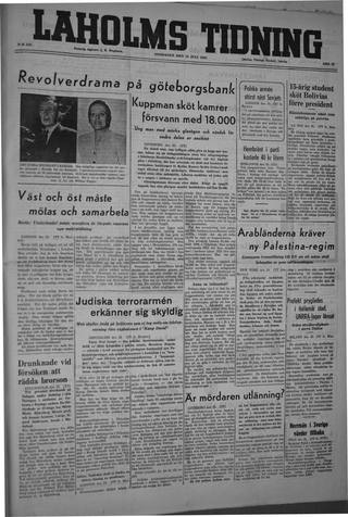 Förstasidan, Onsdag 24 juli 1946