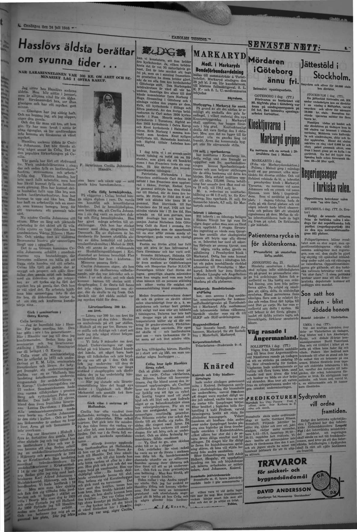 Laholms Tidning Onsdag 24 juli 1946, sida 6