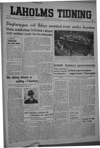 Förstasidan, Torsdag 25 juli 1946