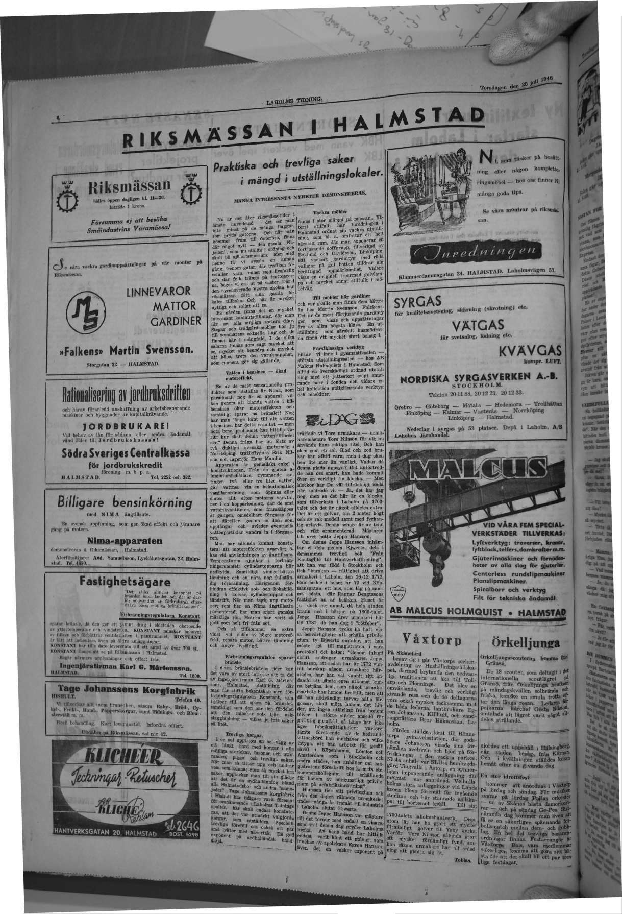 Laholms Tidning Torsdag 25 juli 1946, sida 4