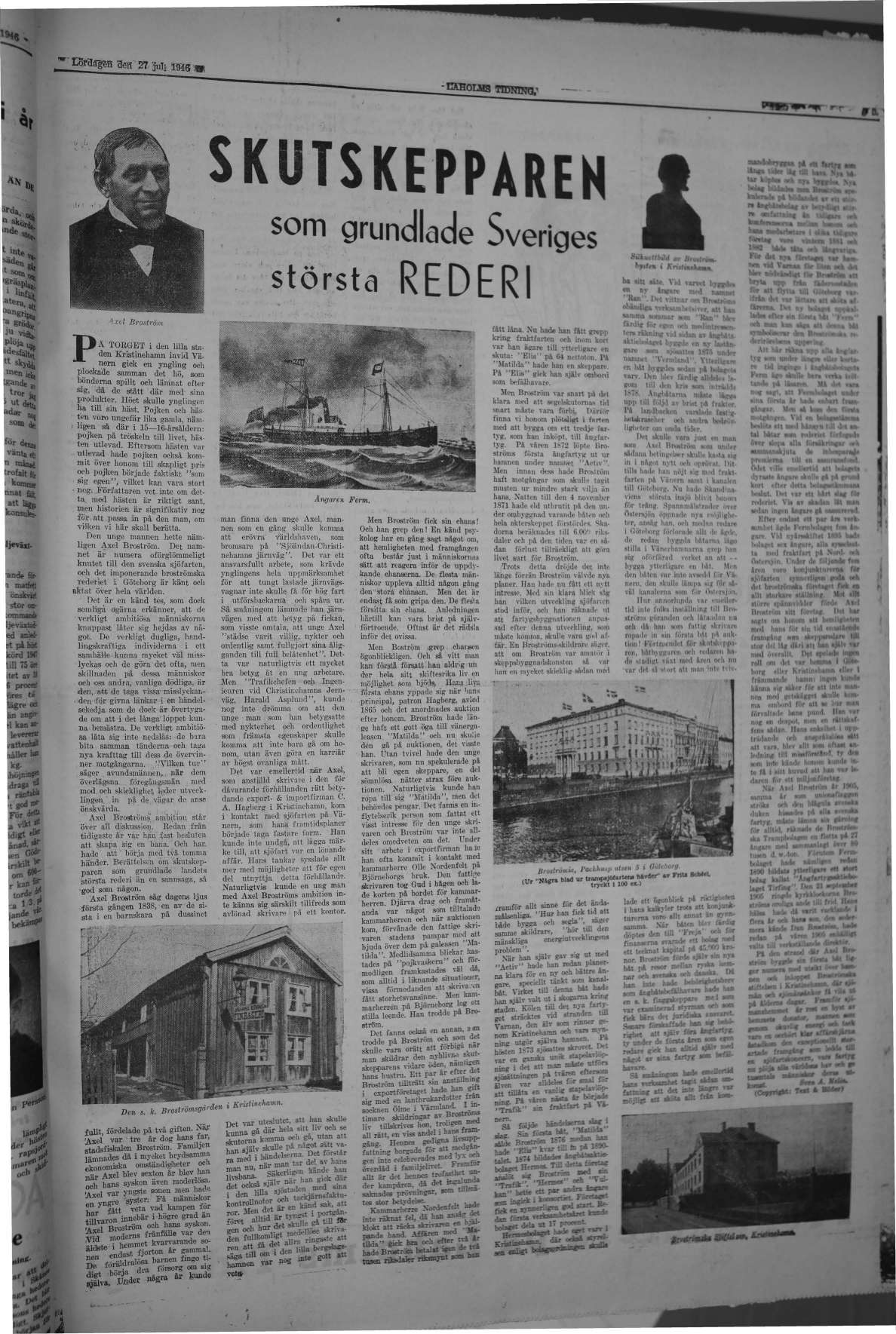 Laholms Tidning Lördag 27 juli 1946, sida 6