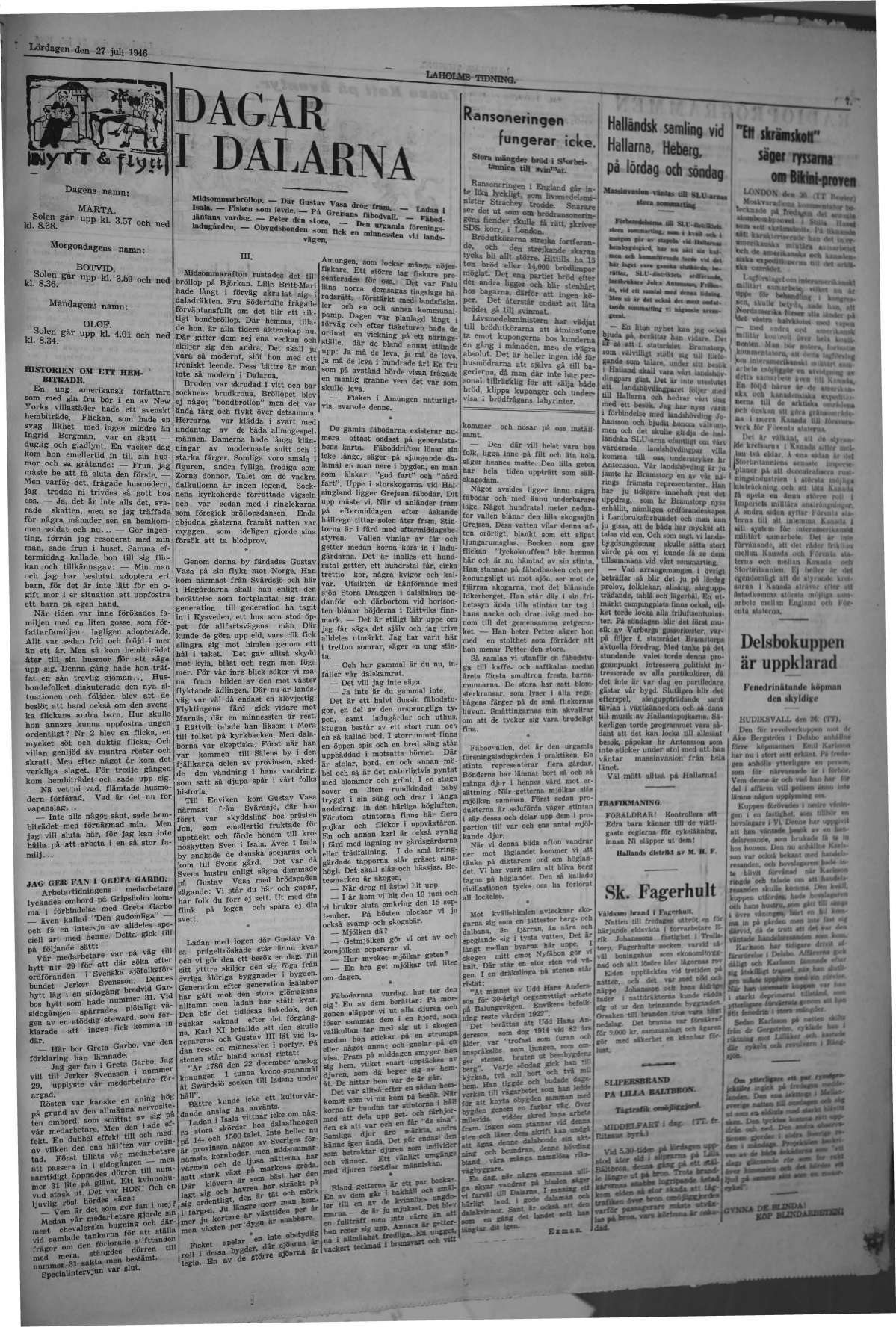 Laholms Tidning Lördag 27 juli 1946, sida 7