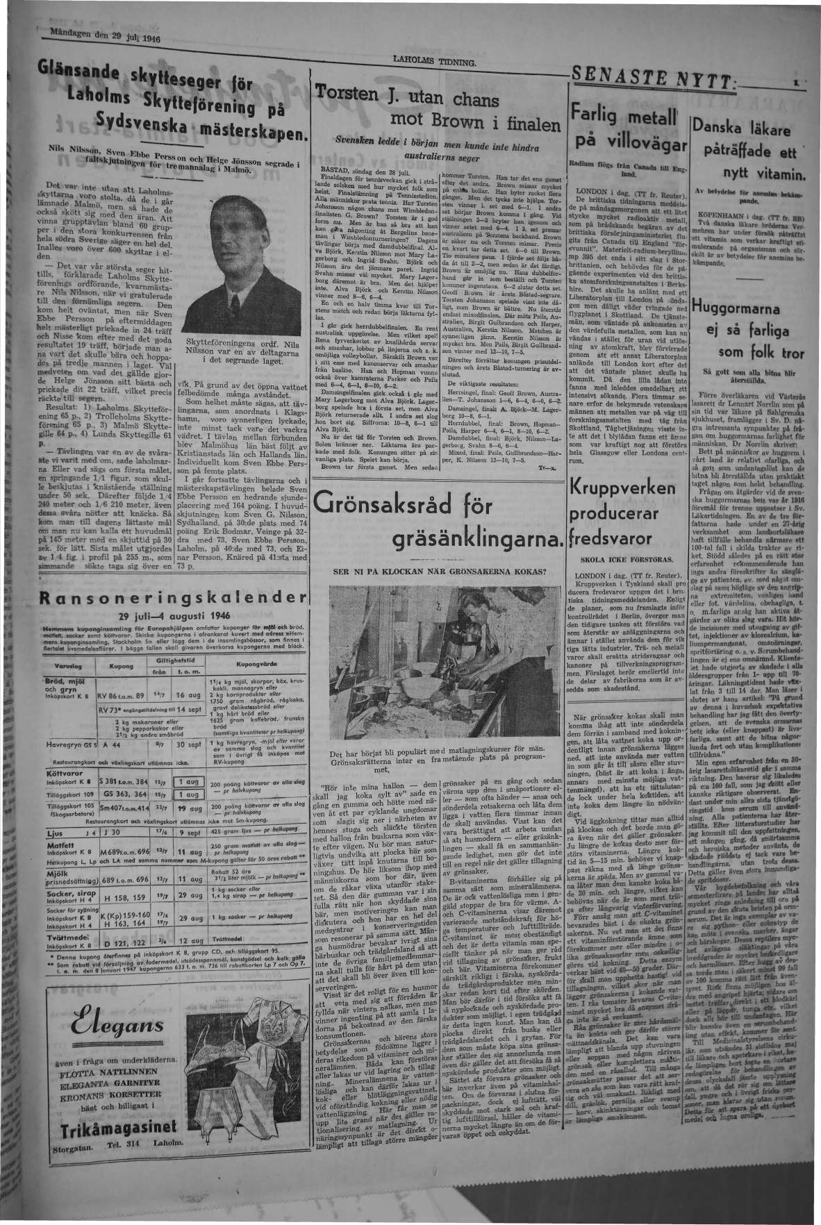 Laholms Tidning Måndag 29 juli 1946, sida 3