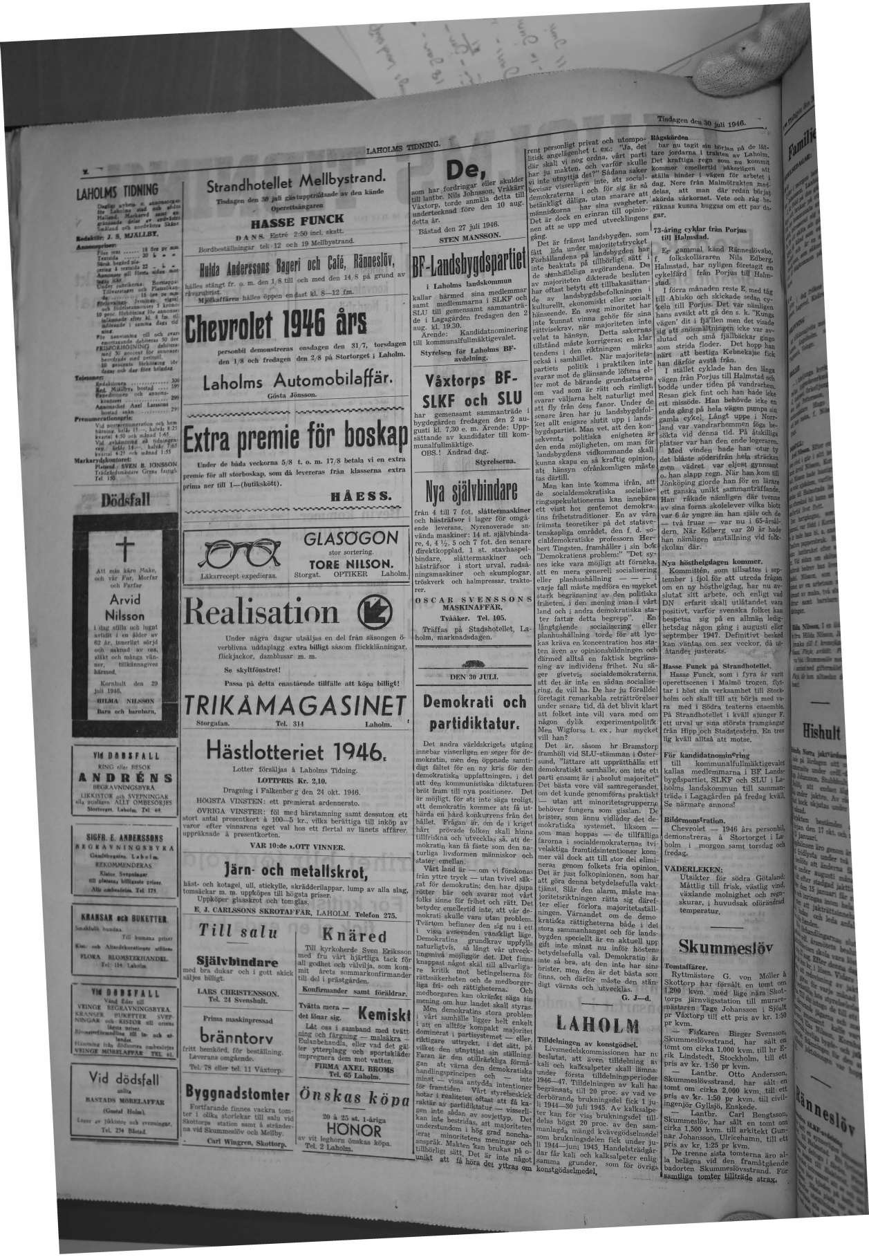 Laholms Tidning Tisdag 30 juli 1946, sida 3