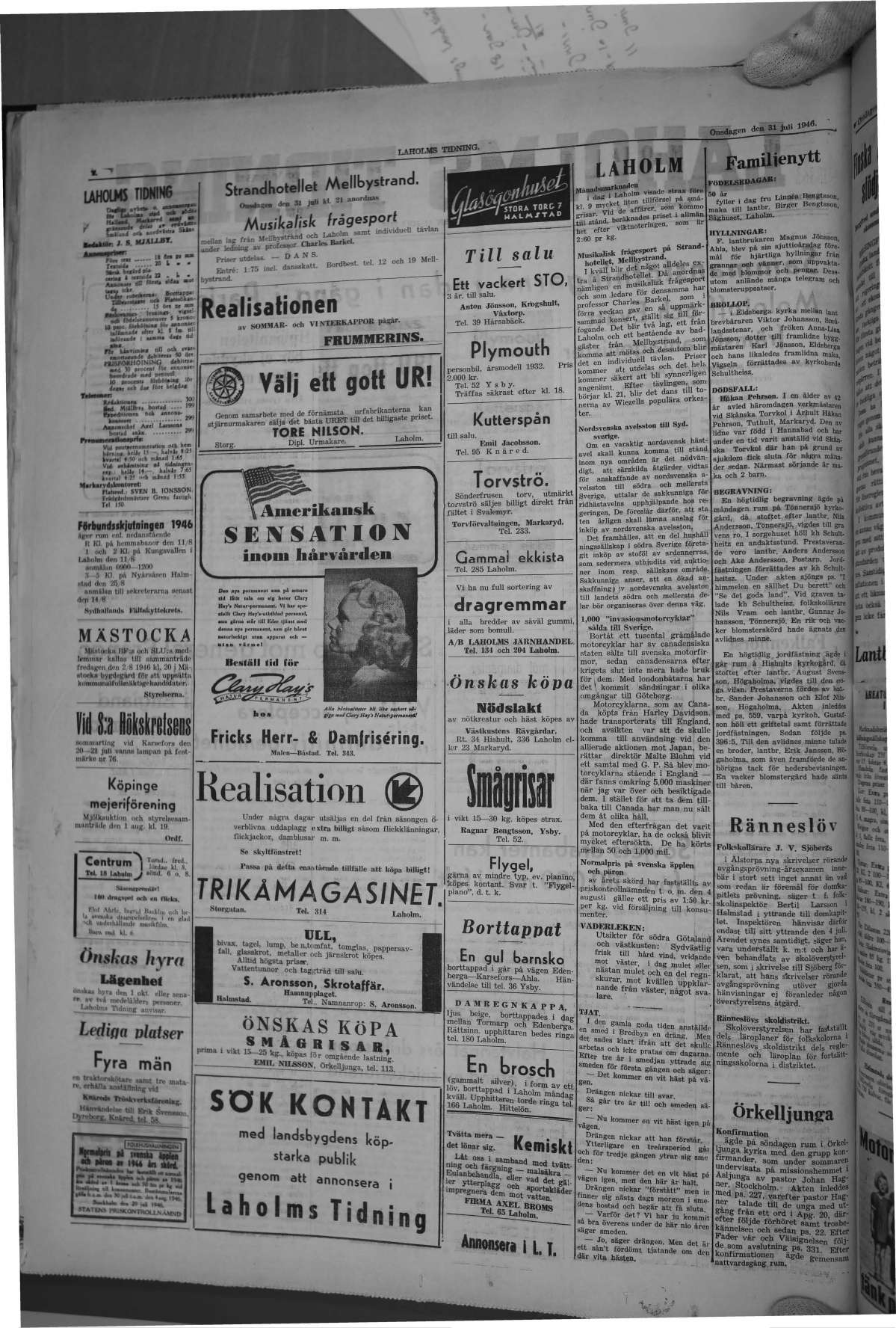 Laholms Tidning Onsdag 31 juli 1946, sida 2
