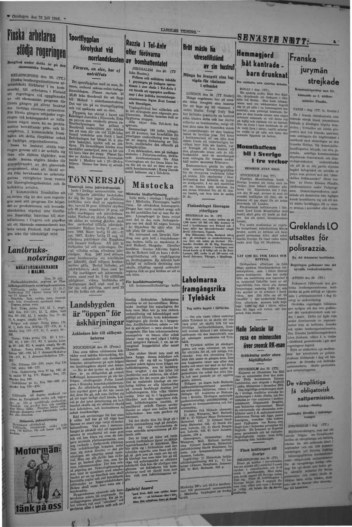 Laholms Tidning Onsdag 31 juli 1946, sida 3