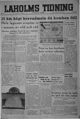 Förstasidan, Måndag 1 juli 1946