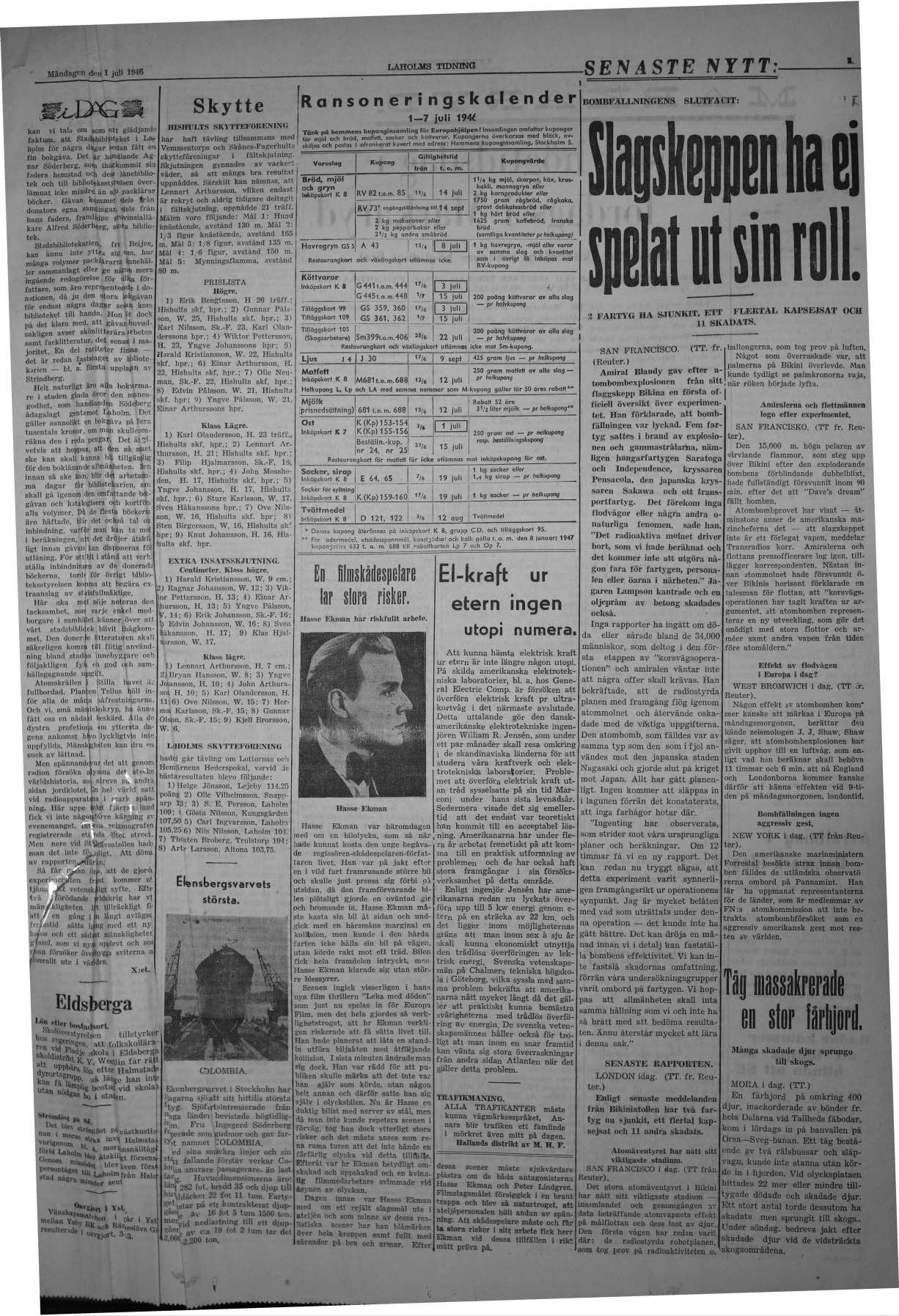 Laholms Tidning Måndag 1 juli 1946, sida 3