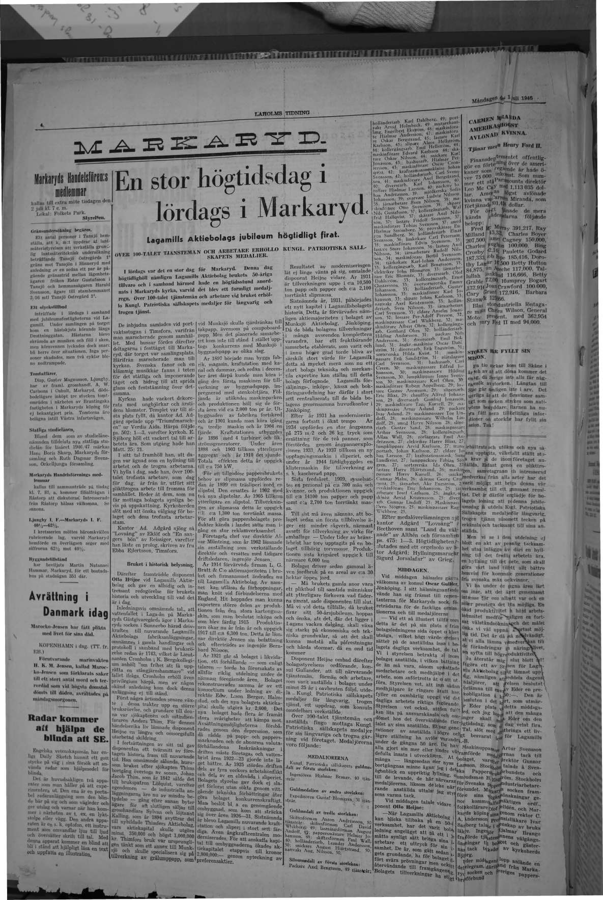 Laholms Tidning Måndag 1 juli 1946, sida 4