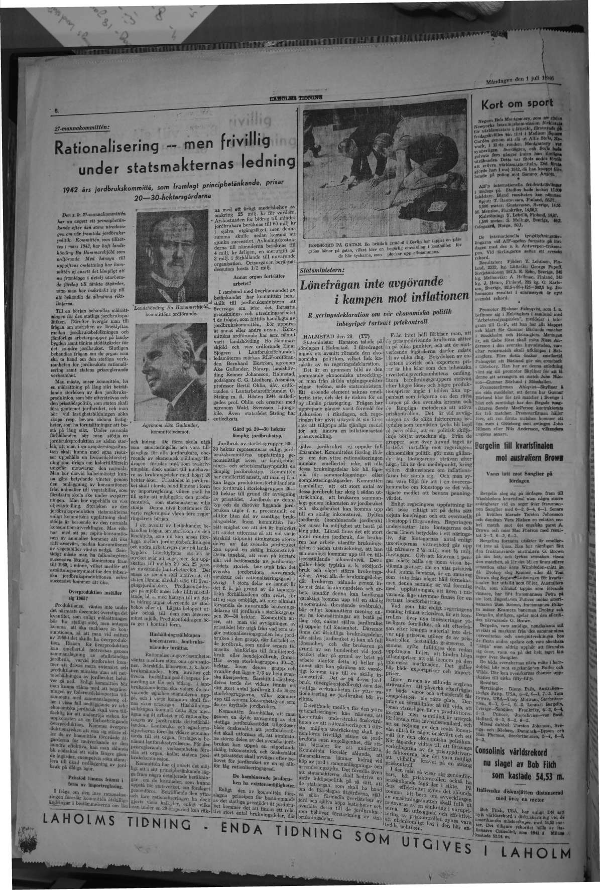 Laholms Tidning Måndag 1 juli 1946, sida 6