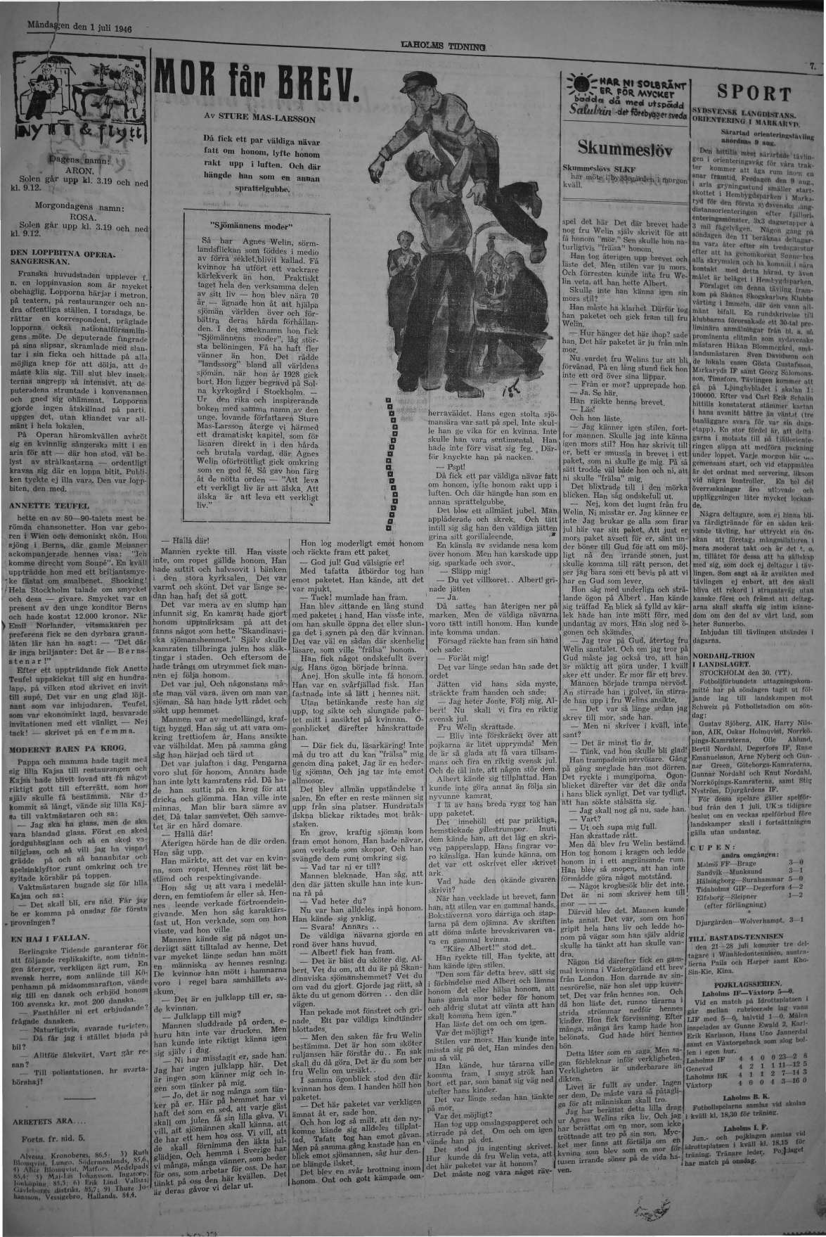 Laholms Tidning Måndag 1 juli 1946, sida 7
