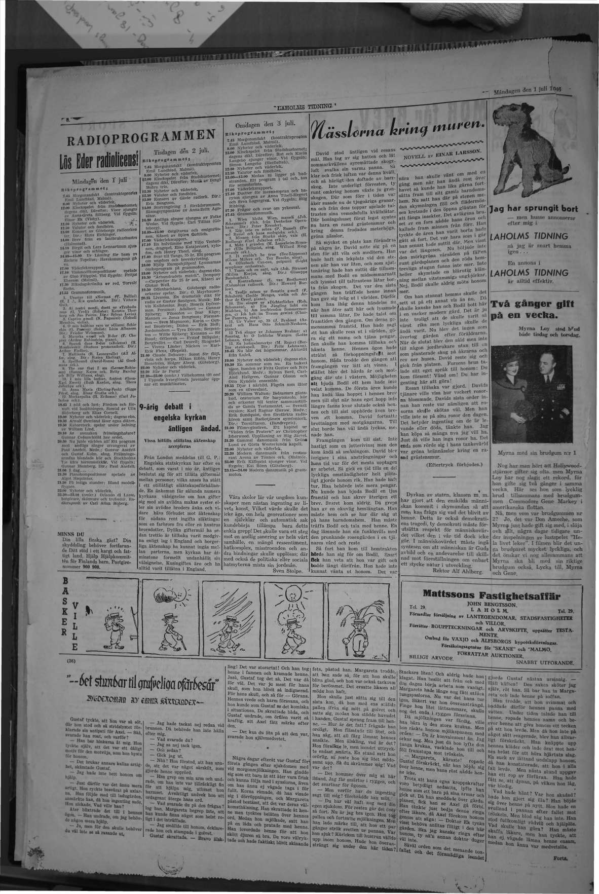 Laholms Tidning Måndag 1 juli 1946, sida 8