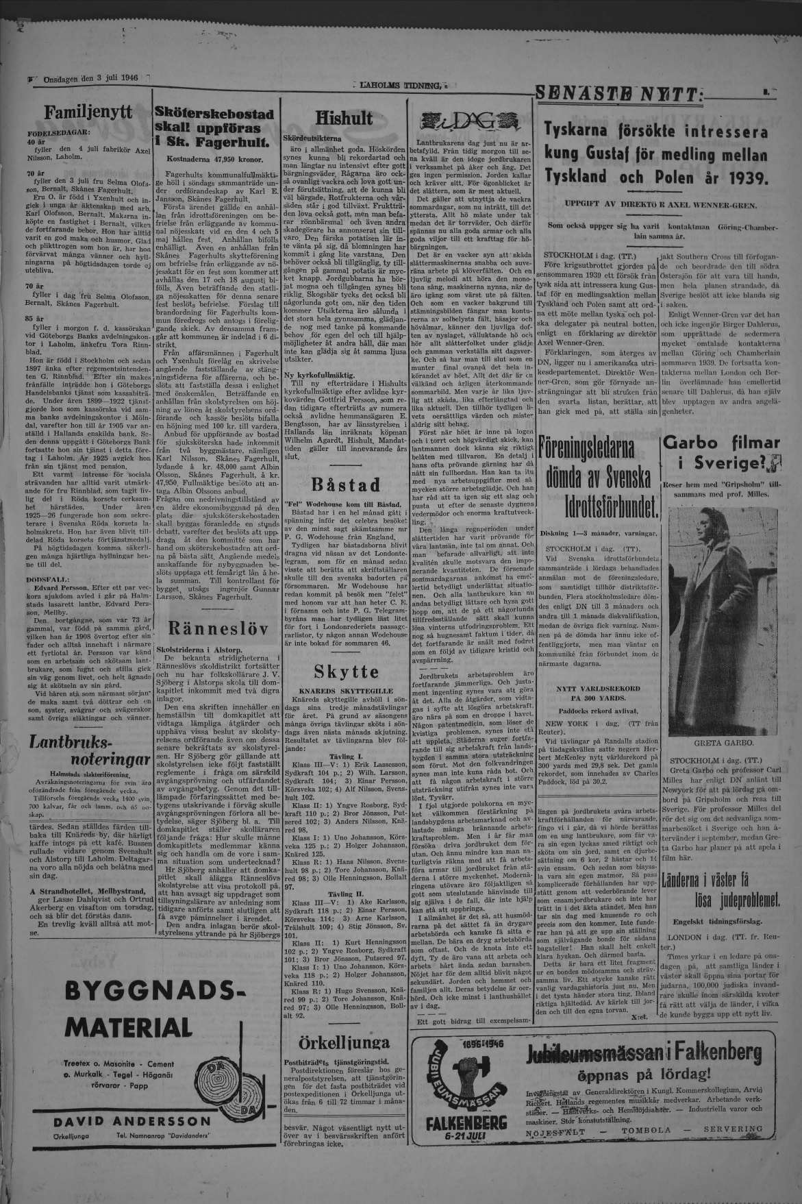 Laholms Tidning Onsdag 3 juli 1946, sida 3