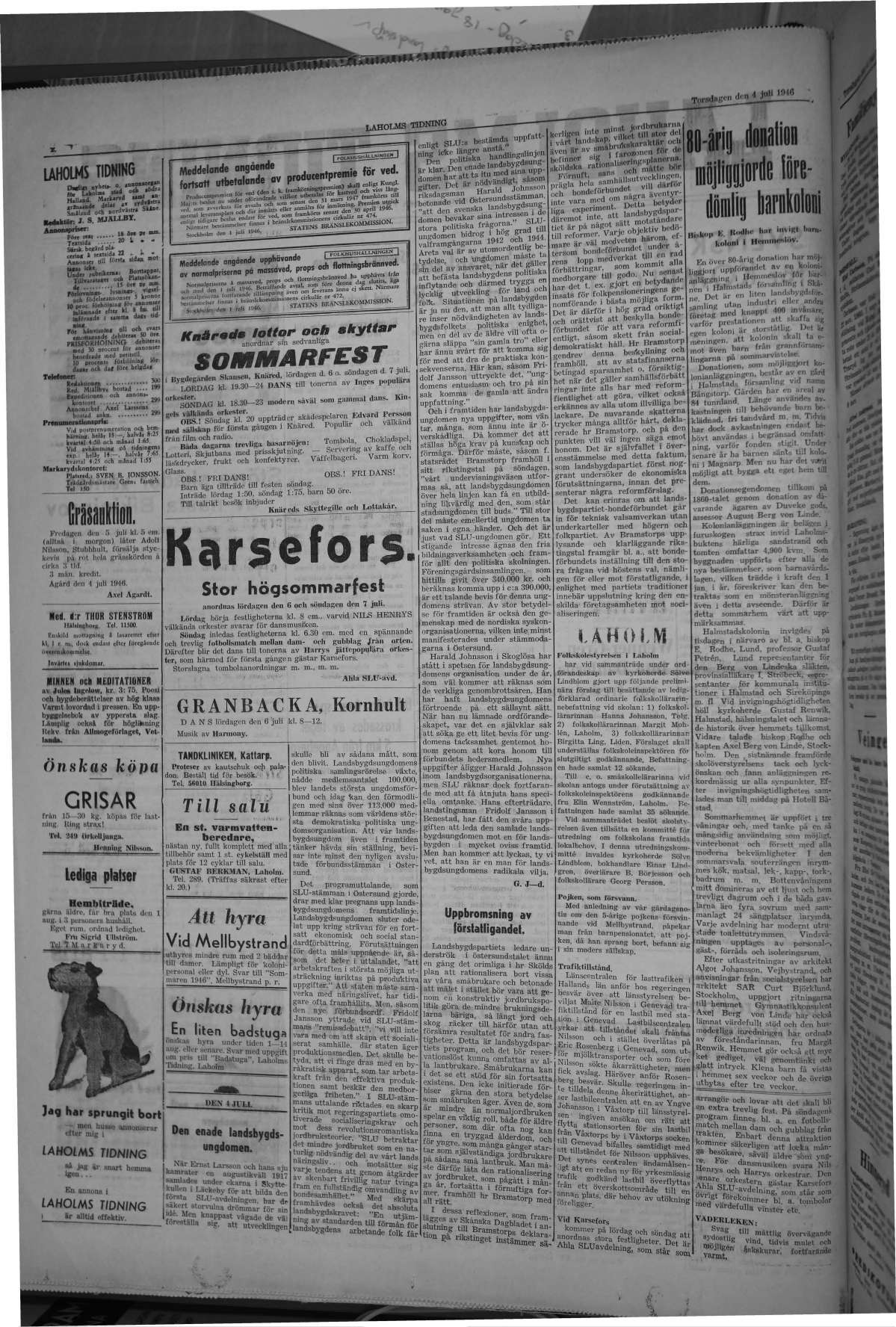Laholms Tidning Torsdag 4 juli 1946, sida 2