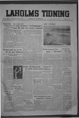 Förstasidan, Torsdag 1 december 1949