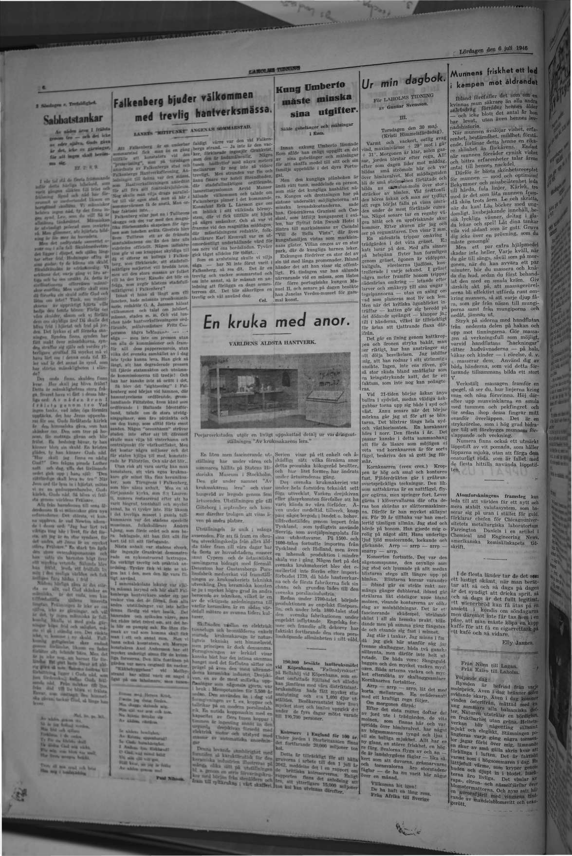 Laholms Tidning Lördag 6 juli 1946, sida 6