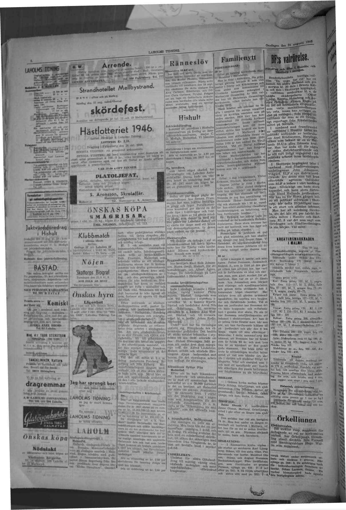 Laholms Tidning Onsdag 21 augusti 1946, sida 2