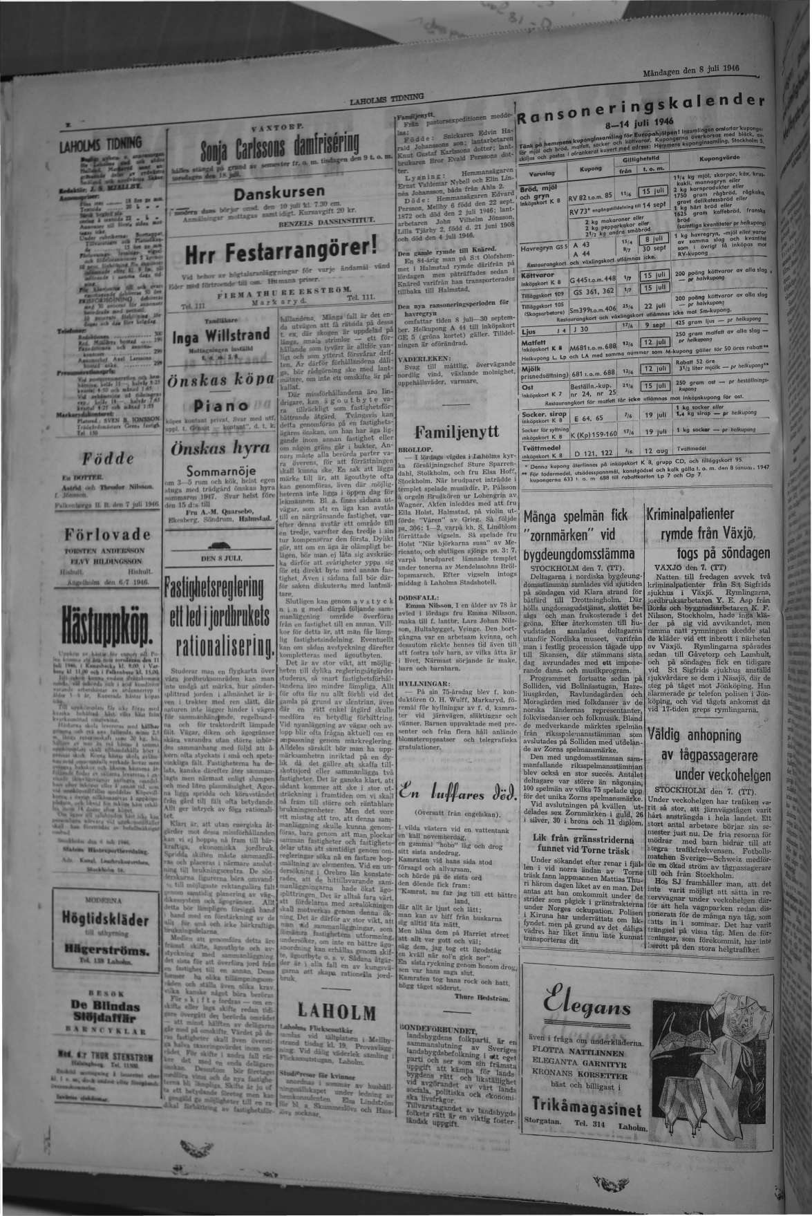 Laholms Tidning Måndag 8 juli 1946, sida 2