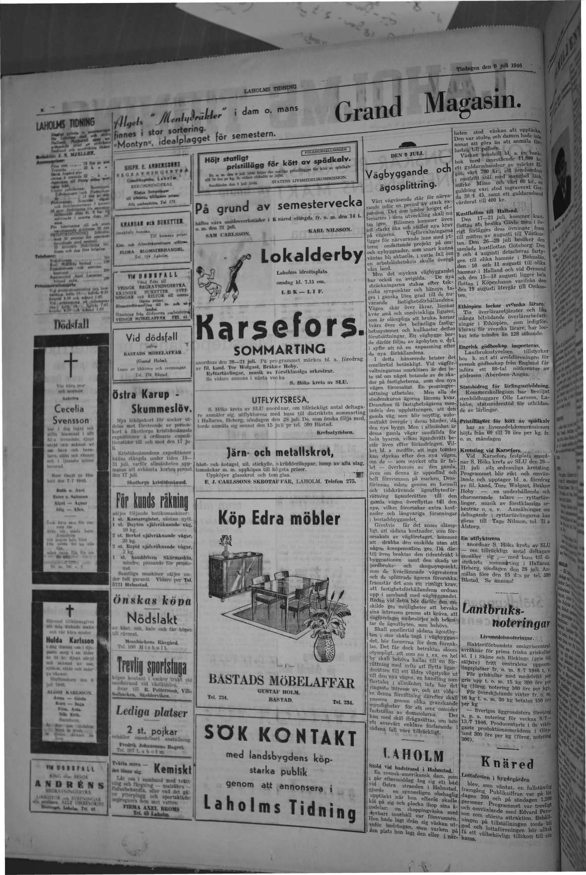 Laholms Tidning Tisdag 9 juli 1946, sida 2