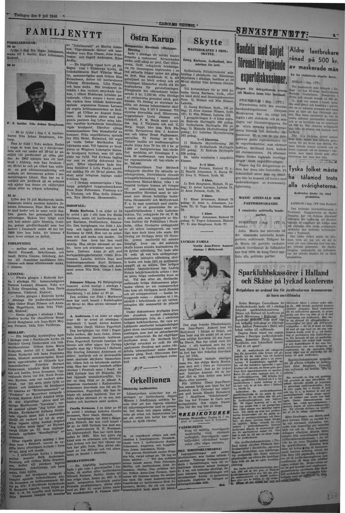 Laholms Tidning Tisdag 9 juli 1946, sida 3