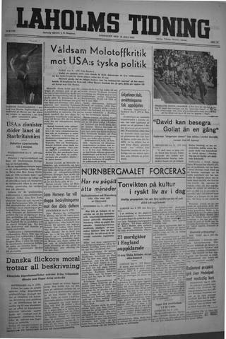 Förstasidan, Onsdag 10 juli 1946