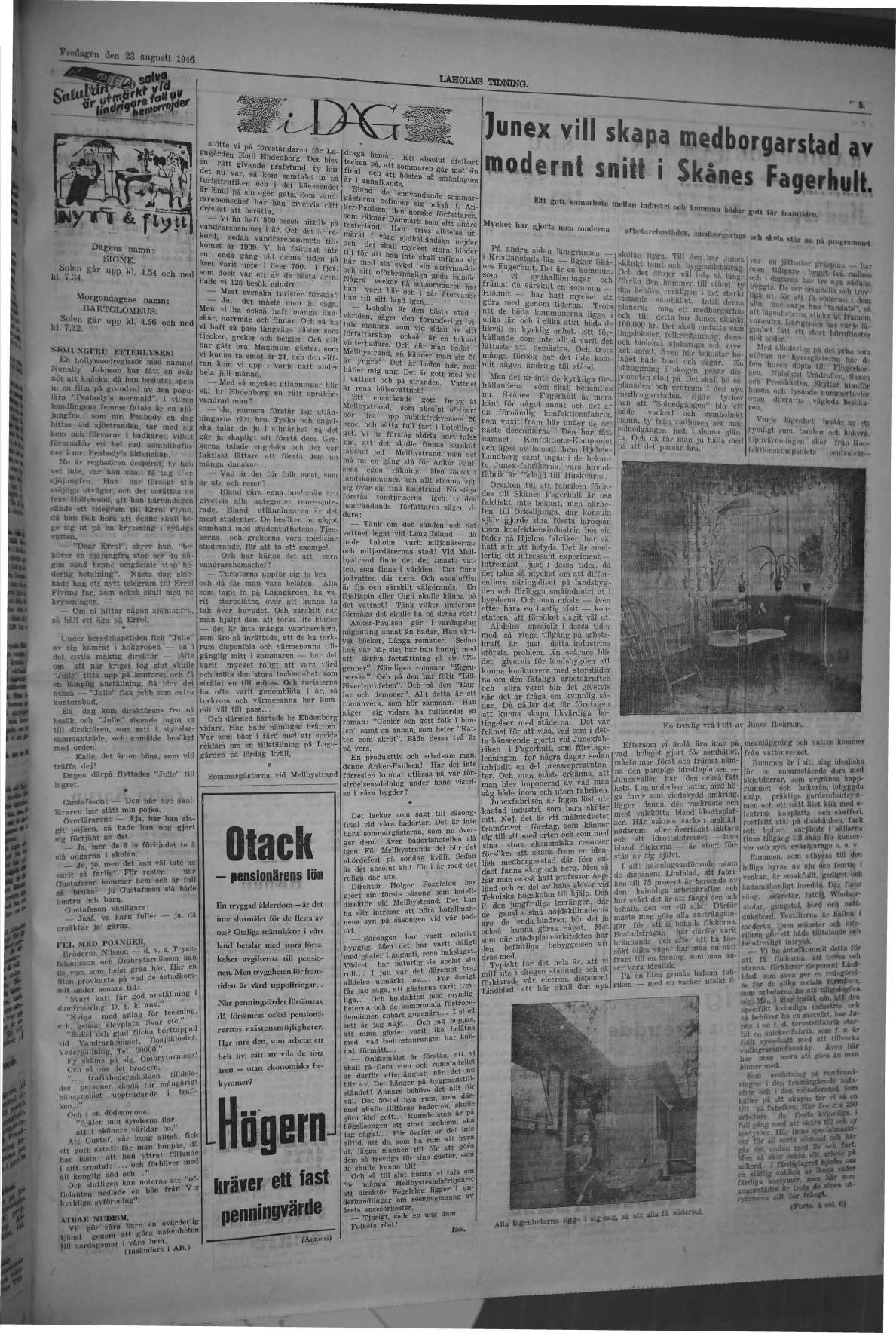 Laholms Tidning Fredag 23 augusti 1946, sida 5