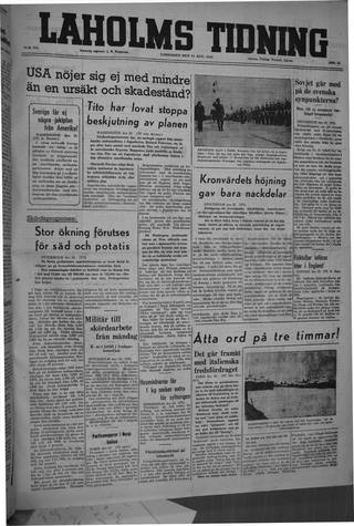 Förstasidan, Lördag 24 augusti 1946