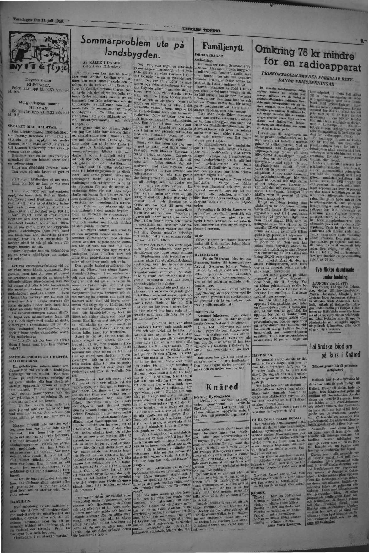Laholms Tidning Torsdag 11 juli 1946, sida 5