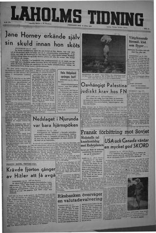 Förstasidan, Fredag 12 juli 1946