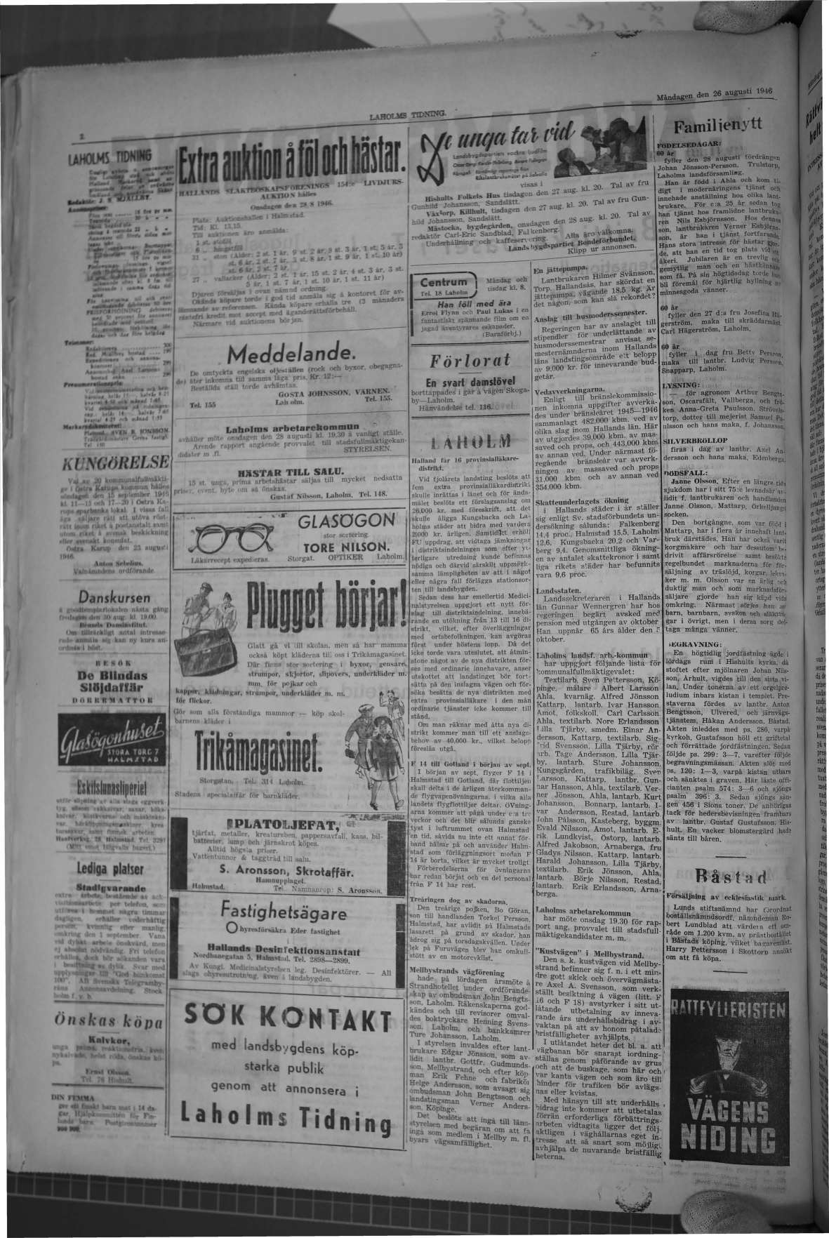 Laholms Tidning Måndag 26 augusti 1946, sida 2