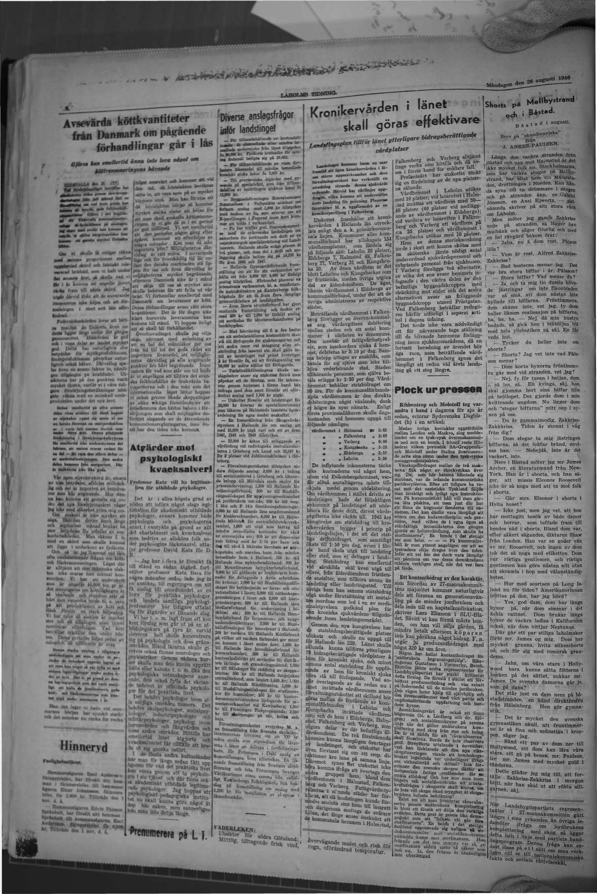Laholms Tidning Måndag 26 augusti 1946, sida 6