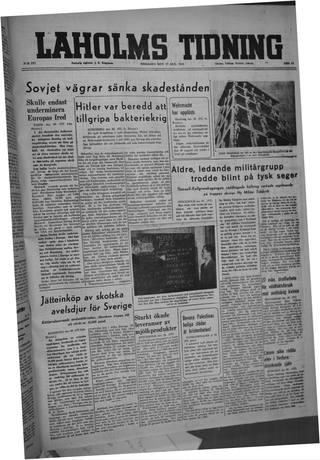 Förstasidan, Tisdag 27 augusti 1946