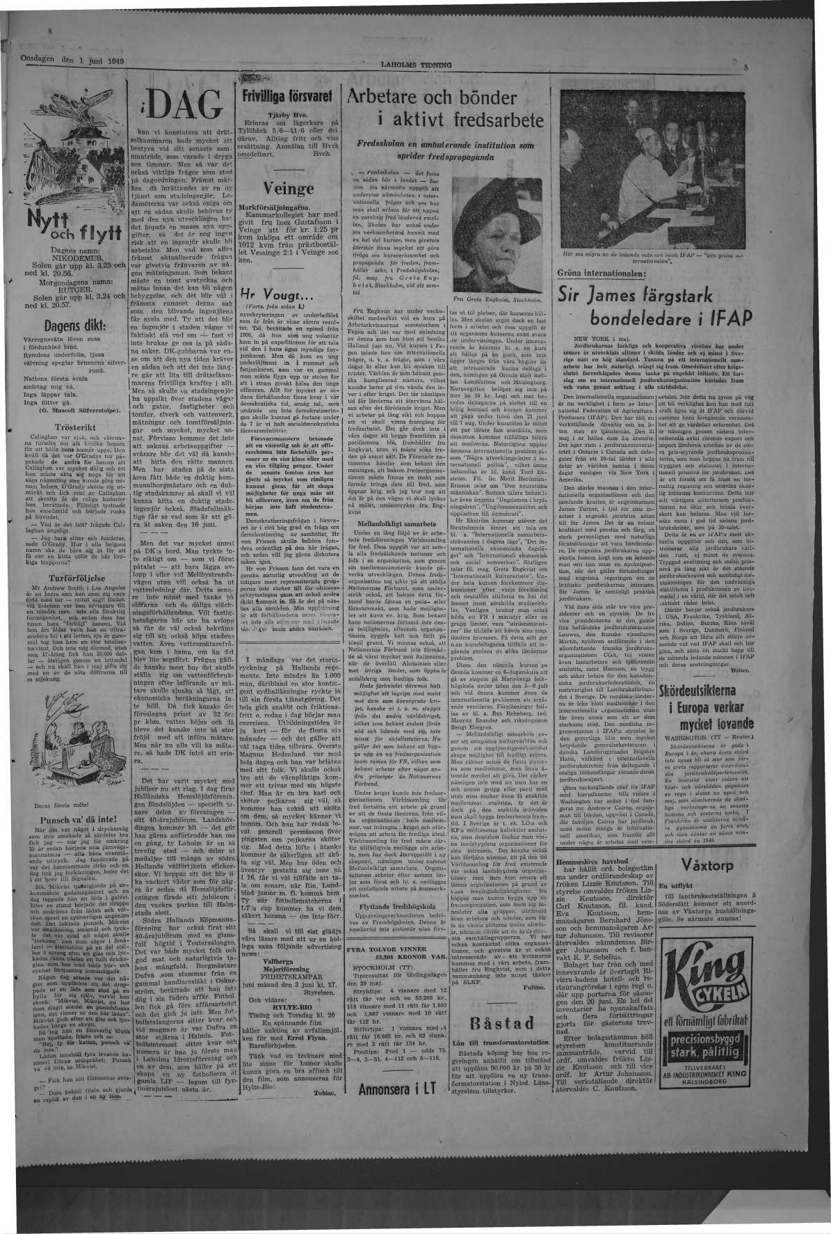Laholms Tidning Onsdag 1 juni 1949, sida 5