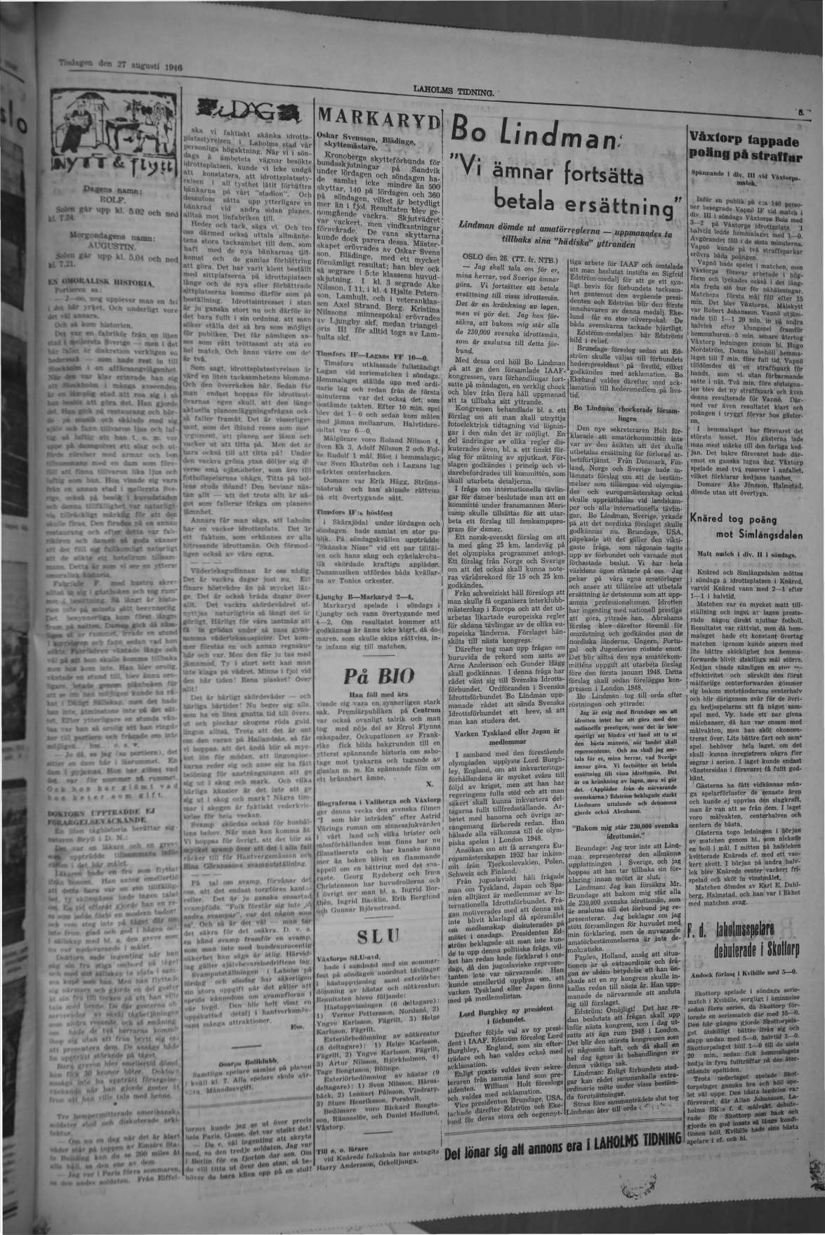 Laholms Tidning Tisdag 27 augusti 1946, sida 5
