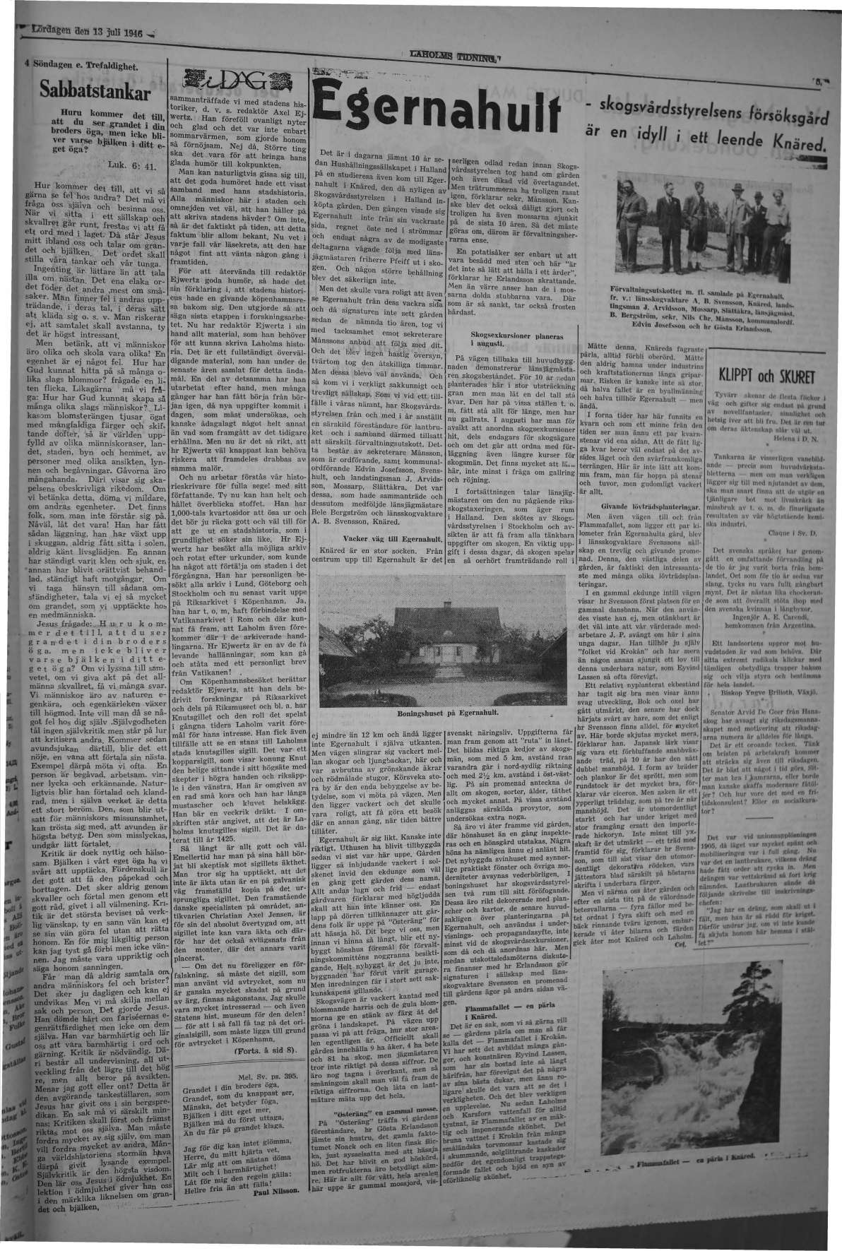 Laholms Tidning Lördag 13 juli 1946, sida 5